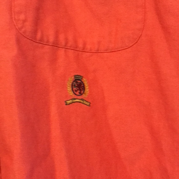 Tommy Hilfiger salmon colored button up shirt neck size 17 - Picture 2 of 6